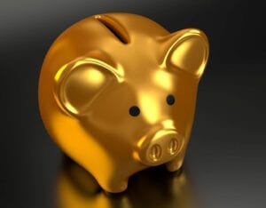 A polished gold piggybank